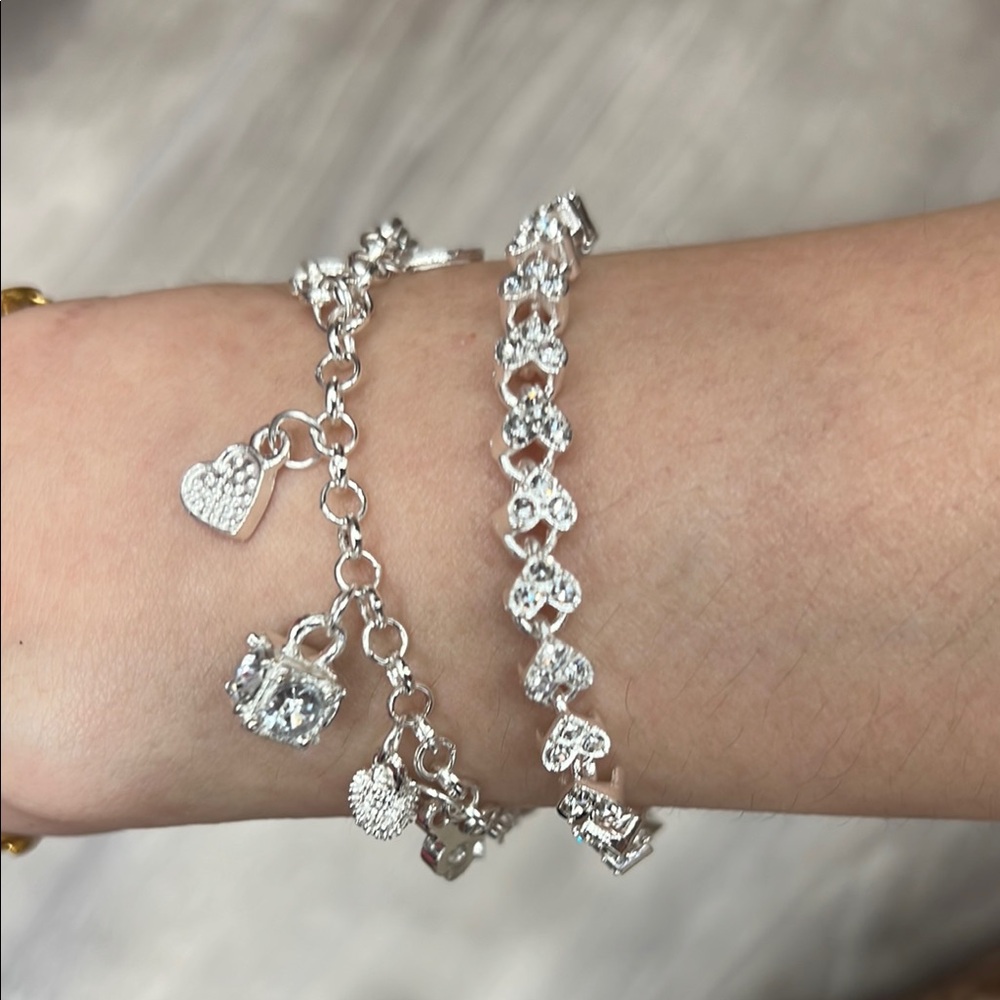 Sterling Silver 925 2 Charm Bracelets - image 3
